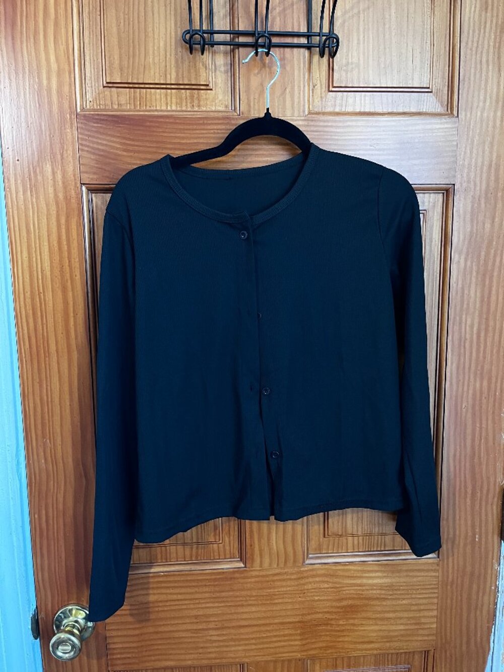 Women's Black Button-Up Long Sleeve Cardigan Sweater